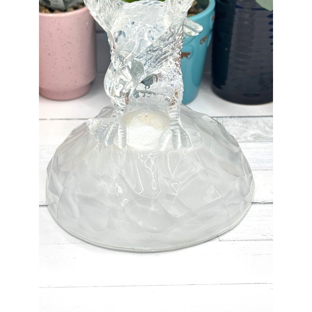 Clear Glass Eagle Figurine On Frosted Glass Base Collectible Sculpture - Picture 5 of 8